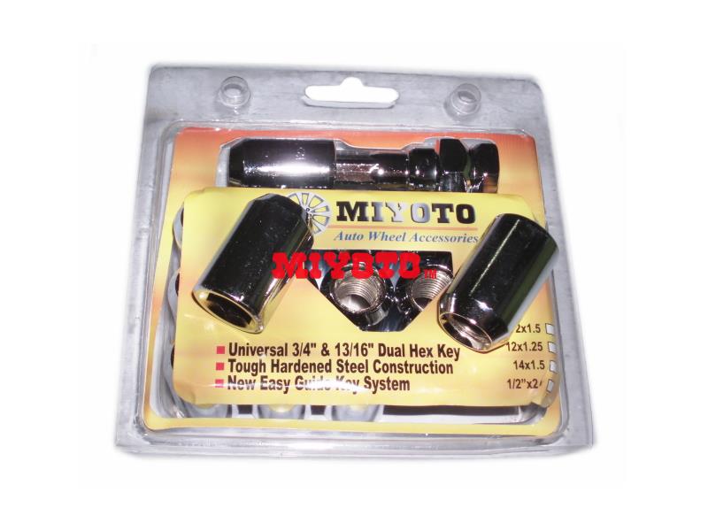 UNIVERSAL - M12x1.5  ALAN KEY NUT (CHROME)  (16PCS + 1 SOCKET / SET) (200-AL1001)