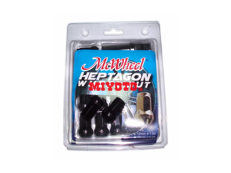 UNIVERSAL - M12x1.5  HEPTAGON NUT (BLACK) (16PCS + 1 SOCKET / SET ) (200-AL1003E)