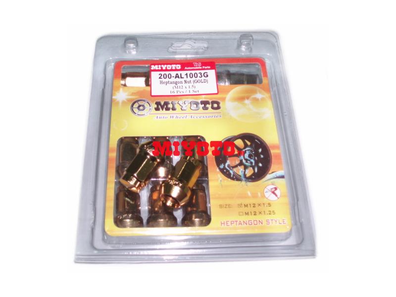 UNIVERSAL - M12x1.5  HEPTAGON NUT (GOLD) (16PCS + 1 SOCKET / SET)  (200-AL1003G)