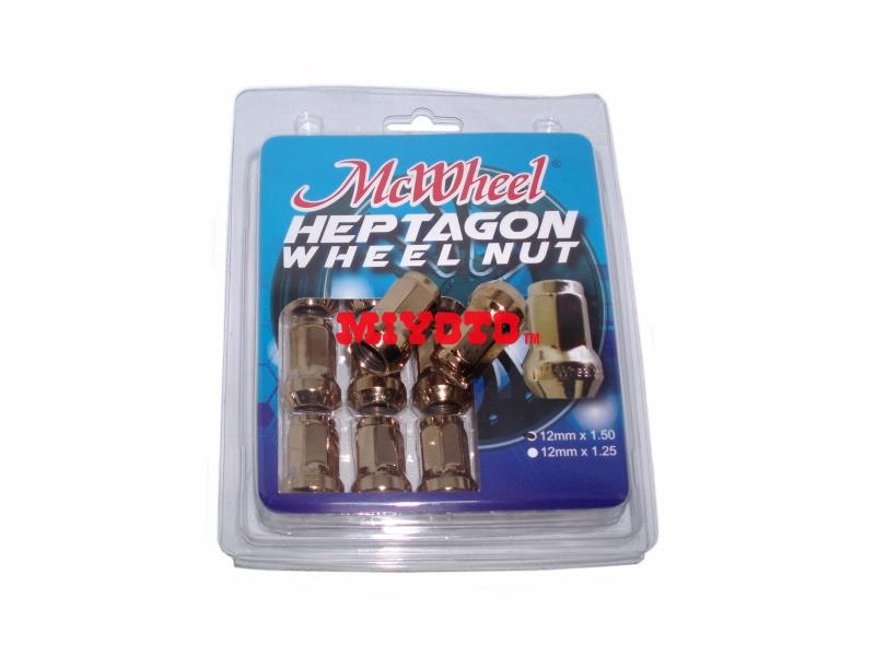 UNIVERSAL - M12x1.5  HEPTAGON NUT (HYPER GOLD)  (16PCS + 1 SOCKET / SET) (200-AL1003HG)