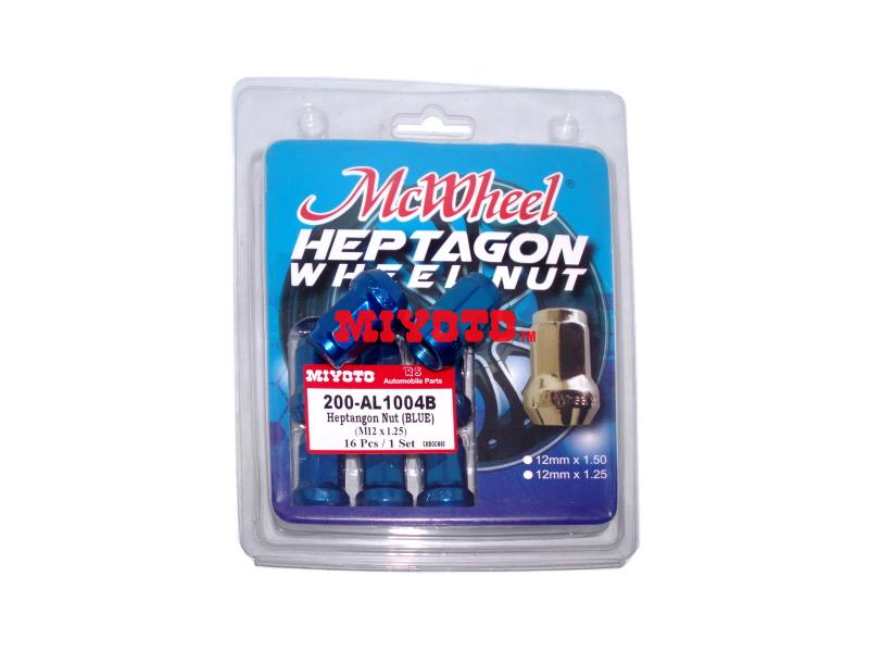 UNIVERSAL - M12x1.25  HEPTANGON NUT (BLUE) (16PCS + 1 SOCKET / SET)  (200-AL1004B)