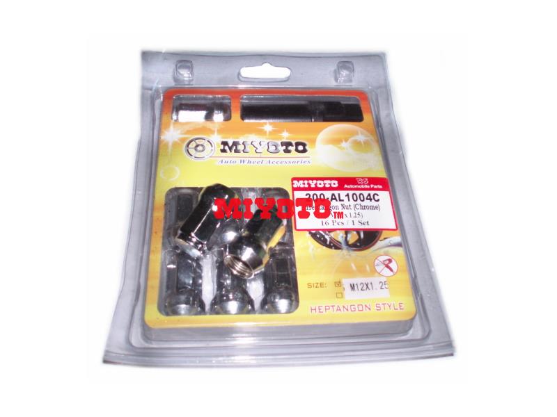 UNIVERSAL - M12x1.25  HEPTANGON NUT (CHROME) (16PCS + 1 SOCKET / SET)  (200-AL1004C)