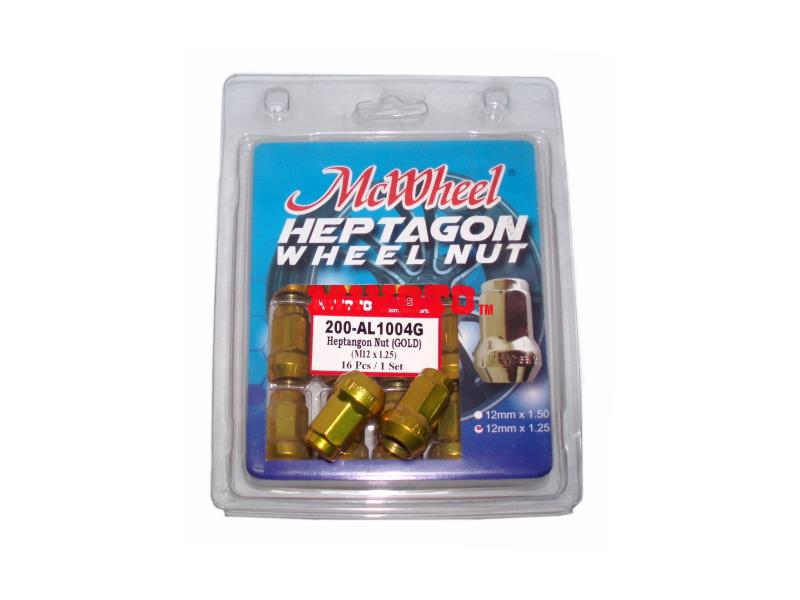 UNIVERSAL - M12x1.25  HEPTANGON NUT (GOLD)  (16PCS + 1 SOCKET / SET)  (200-AL1004G)
