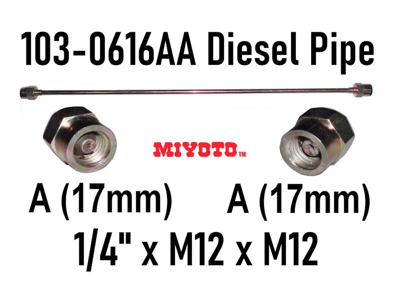 16"  DIESEL PIPE W/NUT  (M12 x M12 x OD17)(IN x IN) (103-0616AA)